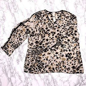 2/$20 💙 Chico’s Leopard Print Top Size 3 0175